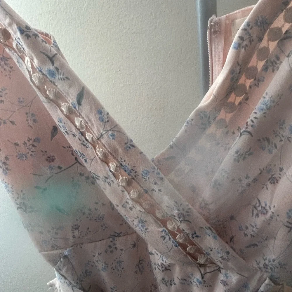 Floral Pink Ruffle Romper - Picture 7 of 8